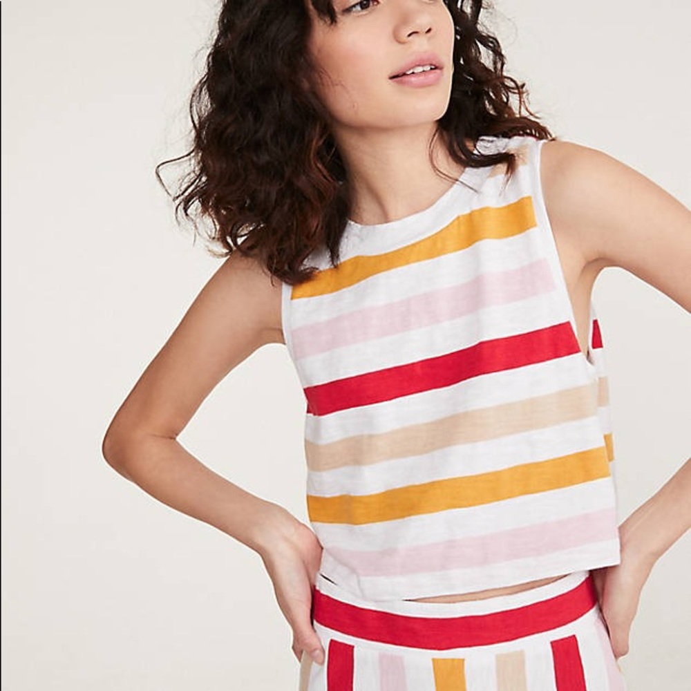 NWT! Lou & Grey striped cozy jersey cropped tank